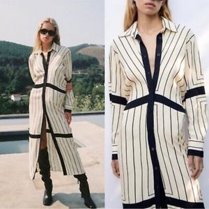 NWT Zara Striped Shirt Maxi Dress SMALL S